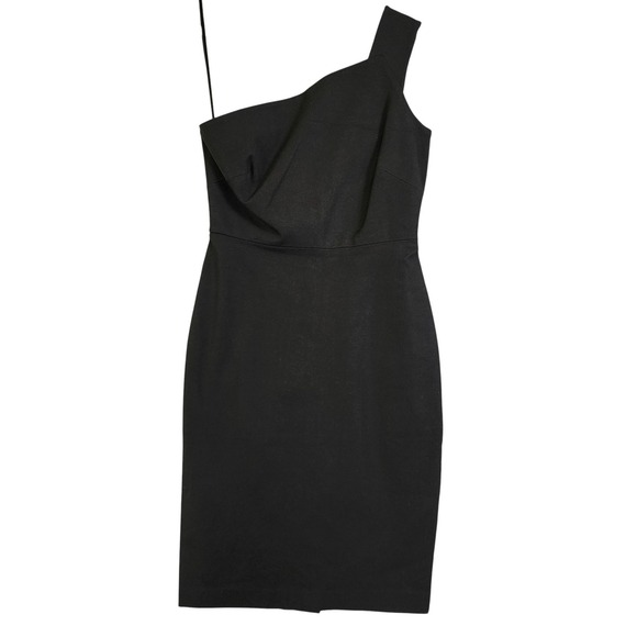 Banana Republic Roland Mouret Womens One-Shoulder Sheath Dress Size 10P Black - Picture 2 of 13